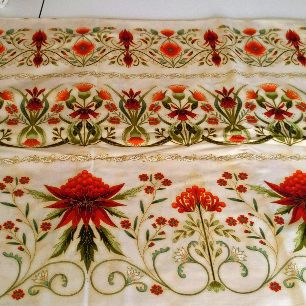3 7/8 yds stunning stripe floral fabric Melba for Textile Pantry cotton material
